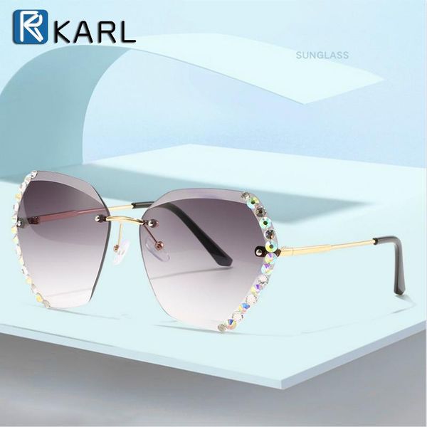 sunglasses 2021 fashion gradient for women polygon sun glasses female imitation diamond lens lady sunglass, White;black